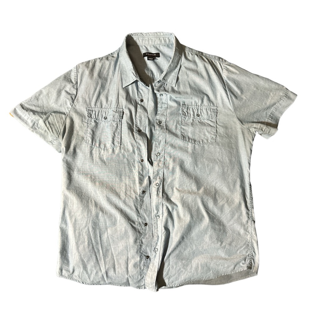 Men’s light blue button up dress shirt, Structure. Size XL